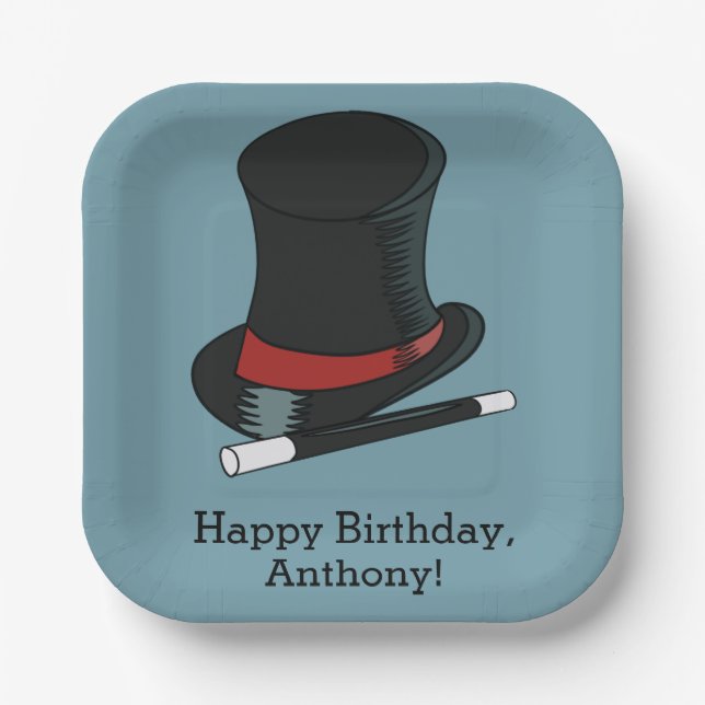 Assiettes En Carton Magiciens Casquette Magie Show Anniversaire (Recto)