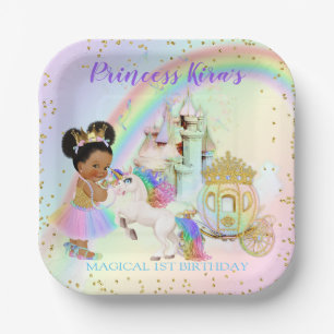 Assiettes En Carton Magique Arc en Ciel Princesse Castle Carriage Unic