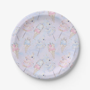 Assiettes En Carton Magique Cotton Bonbon et Motif de Parties scintill