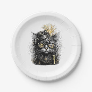 Assiettes En Carton Magnifique chat Steampunk 