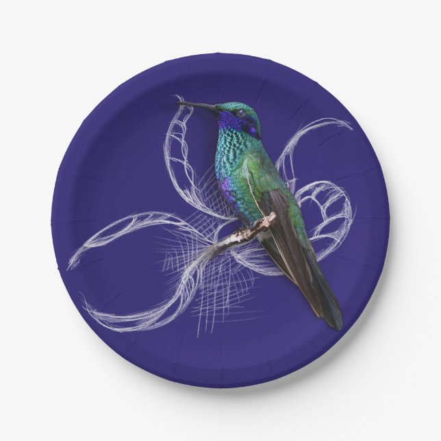 Assiettes En Carton Magnifique colibri - personnalisez en ajoutant un  (Devant)