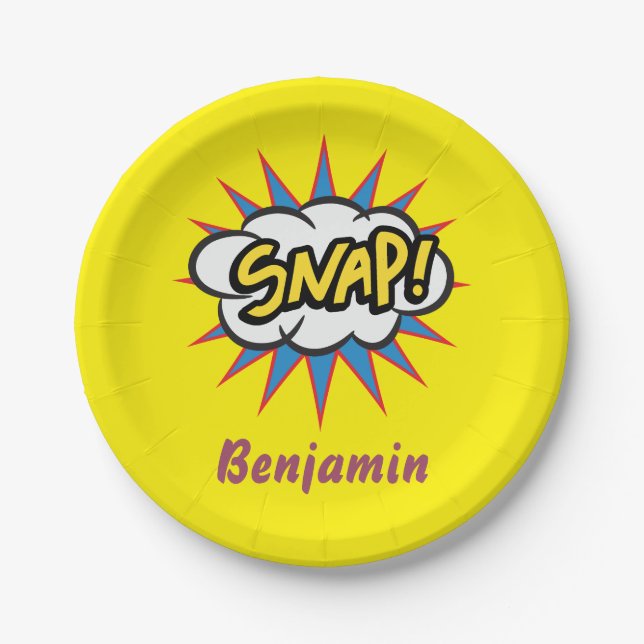Assiettes En Carton Magnifique Comic book snap jaune (Devant)
