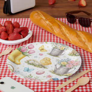 Assiettes En Carton Magnifique motif de printemps – Floral frais et na