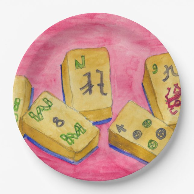 Assiettes En Carton Mahjong (Devant)