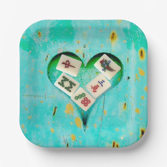 Assiettes En Carton Mahjong remplit ma plaque de papier du Coeur (Recto)