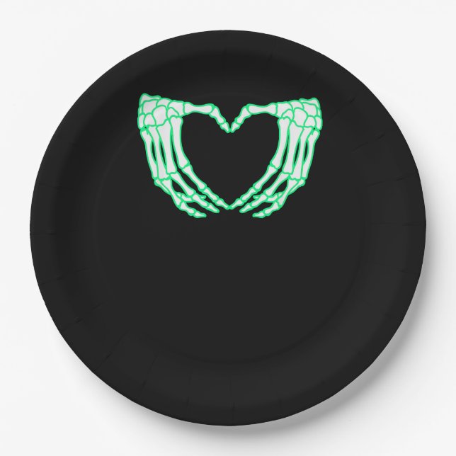 Assiettes En Carton Mains de squelette, Coeur, Costume d'Halloween de  (Devant)