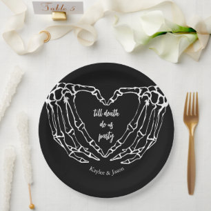 Assiettes En Carton Mains de squelette Tomber Couple Douche jusqu'à la