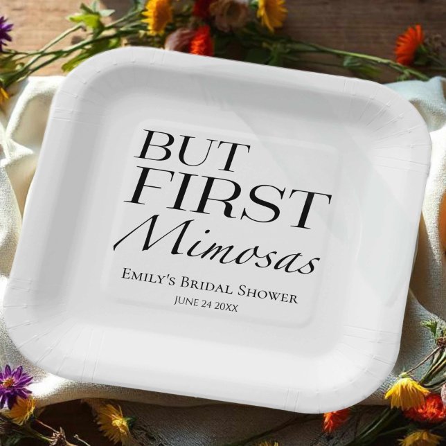 Assiettes En Carton Mais d'abord Mimosas | Réception de mariage en noi (Créateur téléchargé)