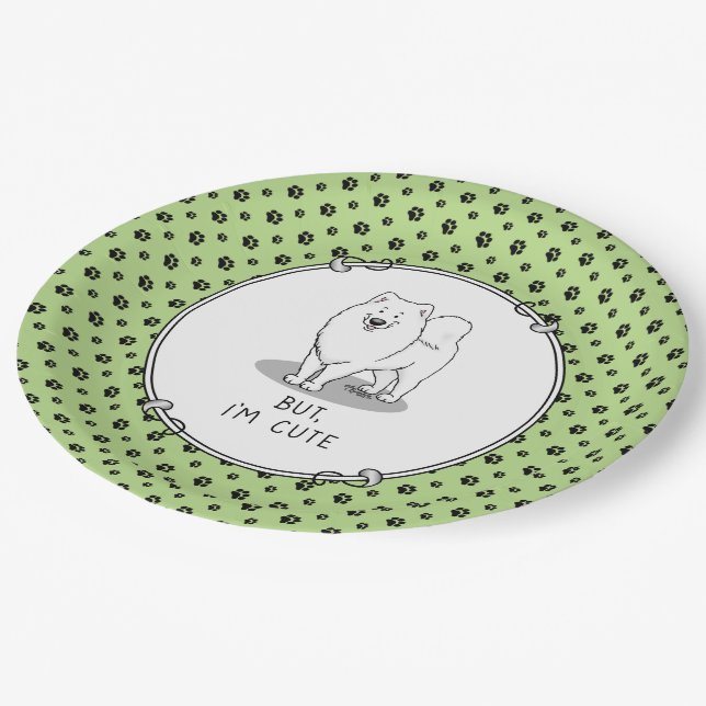 Assiettes En Carton Mais je suis un gentil chien Samoyed (Angle)