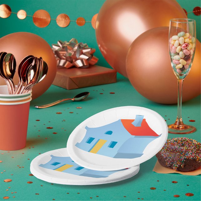 Assiettes En Carton Maison bleue (Créateur téléchargé)