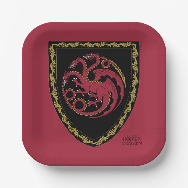 Assiettes En Carton MAISON DES Plaques de papier d'insigne DRAGON (Recto)