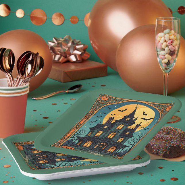 Assiettes En Carton Maison hantée - Gothique Grange (Multi)