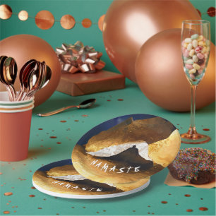 Assiettes En Carton Maître Reiki Maître de méditation Yoga d'or noir