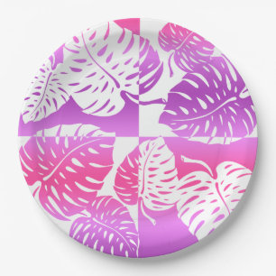 Assiettes En Carton Makua Monstera Tropical Hawaiian Striped Blend