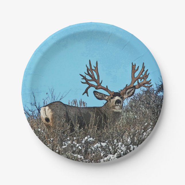 Assiettes En Carton Mâle de cerfs communs de mule de monstre (Devant)