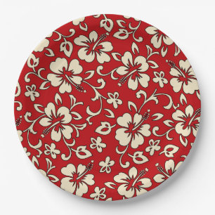 Assiettes En Carton Malia Hibiscus Hawaiian Floral