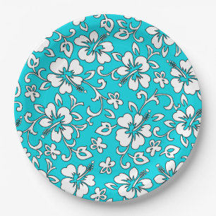 Assiettes En Carton Malia Hibiscus Hawaiian Floral