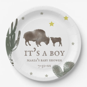 Assiettes En Carton Mama Baby Buffalo Cactus Baby shower garçon