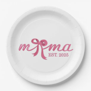 Assiettes En Carton Mama Est 2025 Chaud Rose Bow Coquette fête des mèr