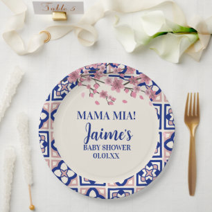 Assiettes En Carton Mama Mia Baby Shower Cerisiers en Fleurs