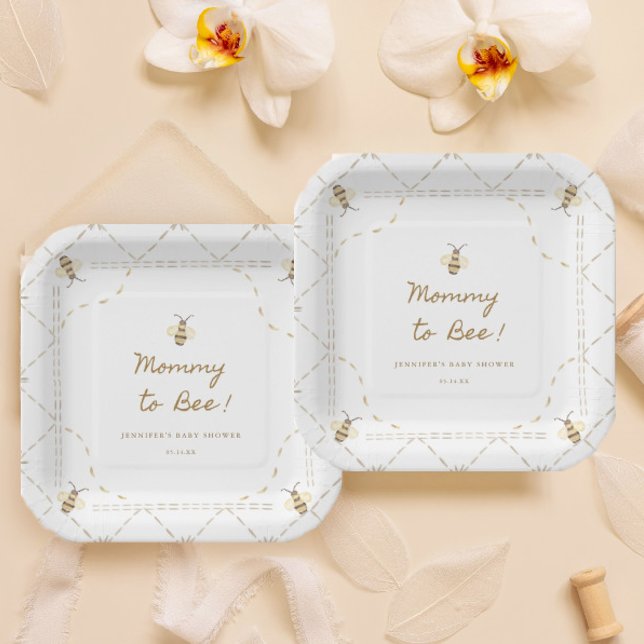 Assiettes En Carton Maman À Être Baby shower Miel (Créateur téléchargé)