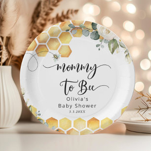 Assiettes En Carton Maman à être bourde baby shower abeille