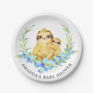 Assiettes En Carton Maman & Baby Sloth Boys Baby shower 7" Plaque
