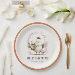 Assiettes En Carton Maman de la ferme mignonne et bébé poussin floral