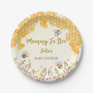 Assiettes En Carton Maman Devenir une Jolie Abeille Fleurie Baby Showe