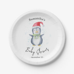 Assiettes En Carton Manchot arctique - Baby shower