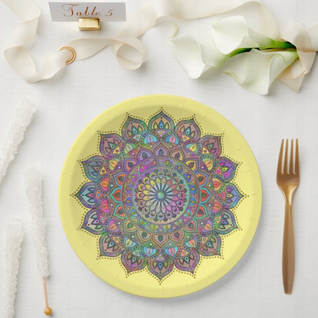Assiettes En Carton Mandala Inde Style 1 (Mariage)