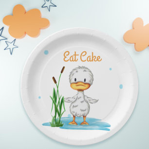 Assiettes En Carton Mange gâteau petit canard baby shower neutre