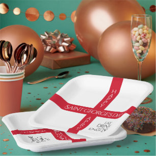 Assiettes En Carton Manger boire et être anglais St George's Cross Dra
