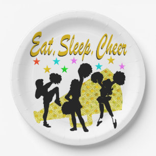 ASSIETTES EN CARTON MANGER, DORMIR, CHEER GOLD CHEERLEADING DESIGN