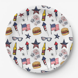 Assiettes En Carton Mangez, buvez et soyez patriotique 4 juillet Plaqu