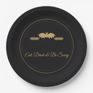 Assiettes En Carton Mangez, Buvez & Soyez Effrayant Bats Halloween en 