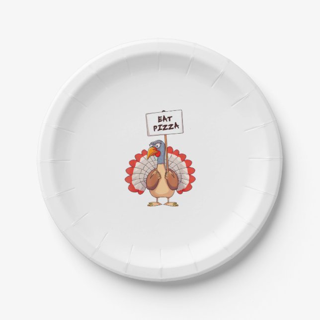 Assiettes En Carton Mangez Pizza Turquie Thanksgiving Adulte Vegan Amu (Devant)