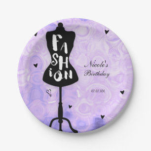 Assiettes En Carton Mannequin Stand Vintage Retro Purple FASHION Party