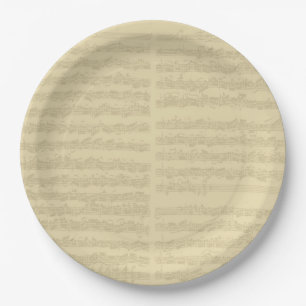 Assiettes En Carton Manuscrit de musique de Bach, 2ème suite pour le