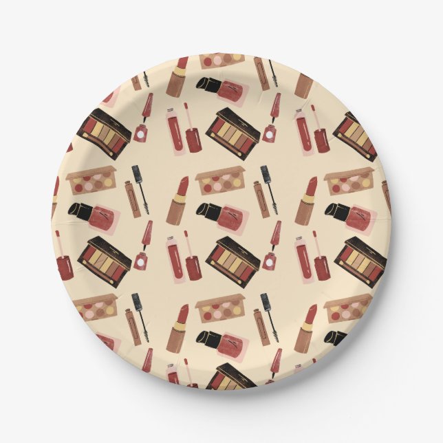 Assiettes En Carton Maquillage Cosmétique Motif Cosmetologie (Devant)