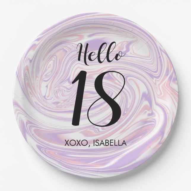Assiettes En Carton Marbre Abstrait chic moderne 18e anniversaire (Devant)