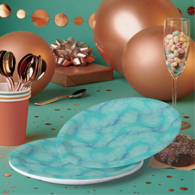Assiettes En Carton Marbre turquoise (Multi)