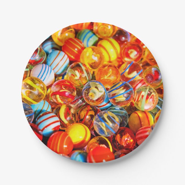 Assiettes En Carton Marbres de verre coloré (Devant)