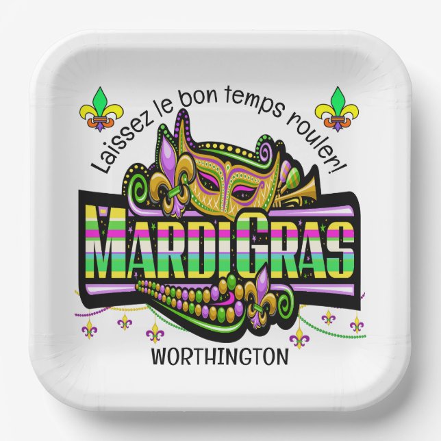 Assiettes En Carton Mardi Gras Correspond Au Thème (Recto)