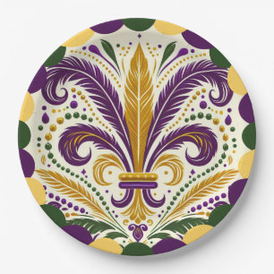 Assiettes En Carton Mardi Gras fleur-de-lis
