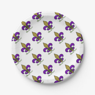 Assiettes En Carton Mardi Gras Fleur De Lis Coloré