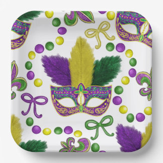 Assiettes En Carton Mardi Gras Paper plate- Mardi Gras Mask