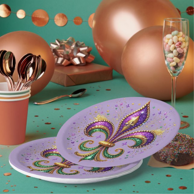 Assiettes En Carton Mardi Gras Paper Plates (Multi)