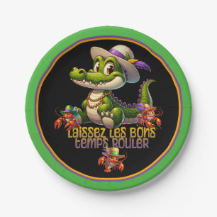 Assiettes En Carton Mardi Gras Parti Gator & Crawdads