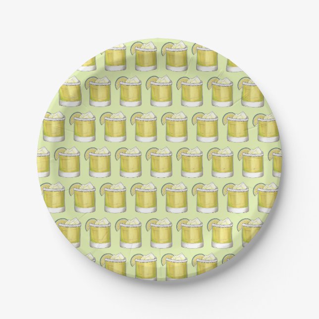 Assiettes En Carton Margarita Cocktail d'été Mixte Boisson Lime Vert (Devant)